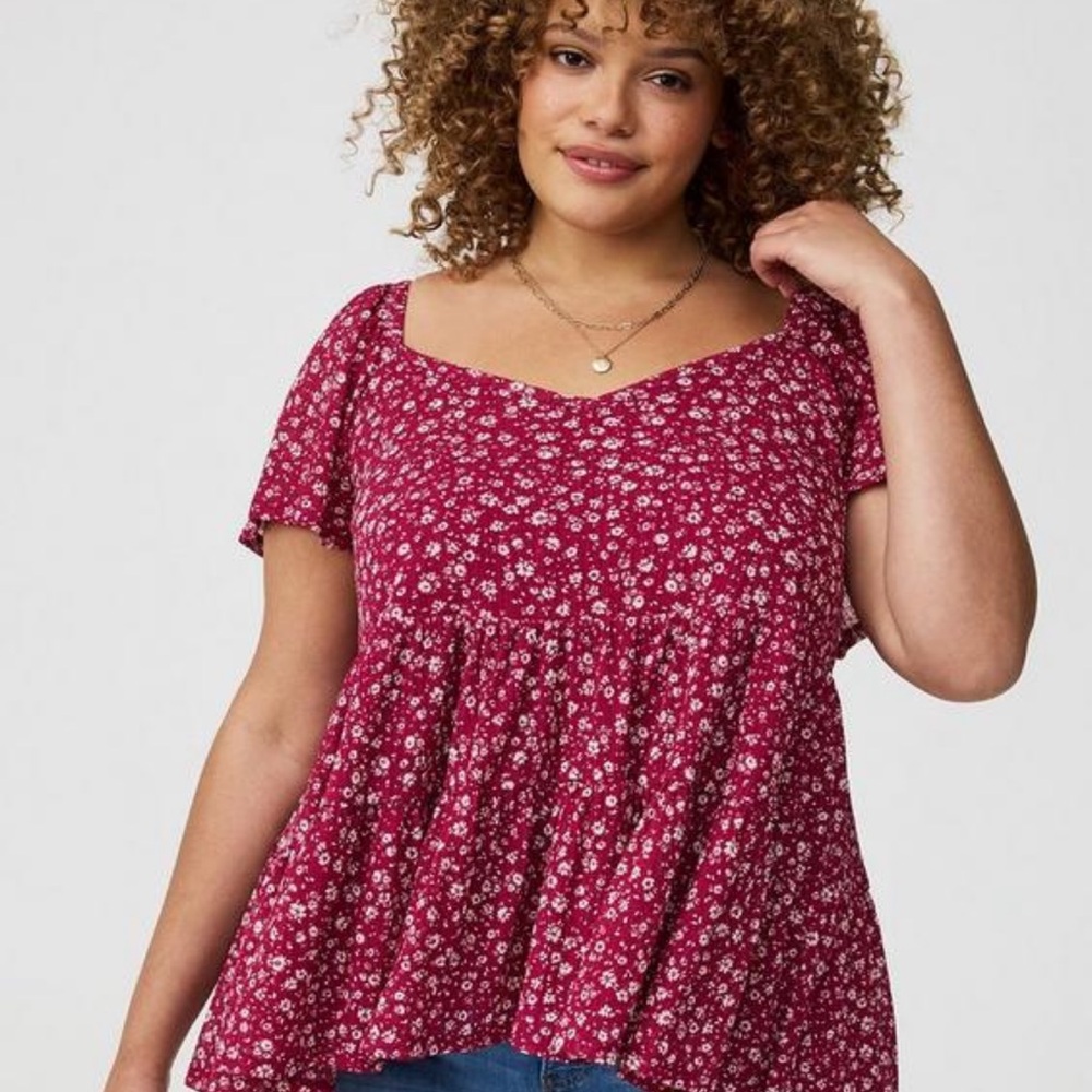 Chic Floral Burgundy Blouse